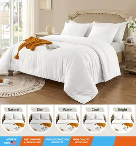 Full Size Comforter Sets White, 3 Pieces Lightweight Solid Color Comforter Set for All Seasons, Ultra Soft Bedding Comforter Sets (1 Comforter Full Size 82'x92' + 2 Pillow Shams 20'x26')