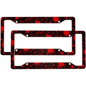 Blood Splatter Pattern 1-Pack Aluminum License Plate Frames, Universal Car License Plate Holder with 4 Holes and Screws, Car Accessories