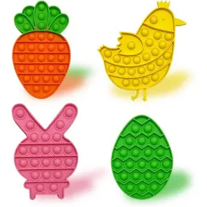 4 Pack Easter Pop Fidget Toys – Sensory Stress Relief Toys for Kids, Boys & Girls, Easter Basket Stuffers, Toddler Gifts & Party Favors