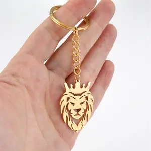 My Shape Punk Lion Keychain for Men Boys Lion with King Crown Animal Key Ring Car Backpack Accessories Fashion Jewelry Gifts