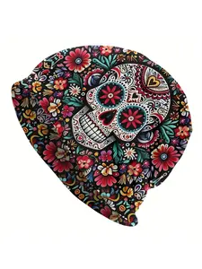 Mexican Sugar Skull Unique Design Outdoor Bonnet Hats Novelty Men's Skullies Beanies Hat Cap Hip Hop Caps For Running Dance and Climbing