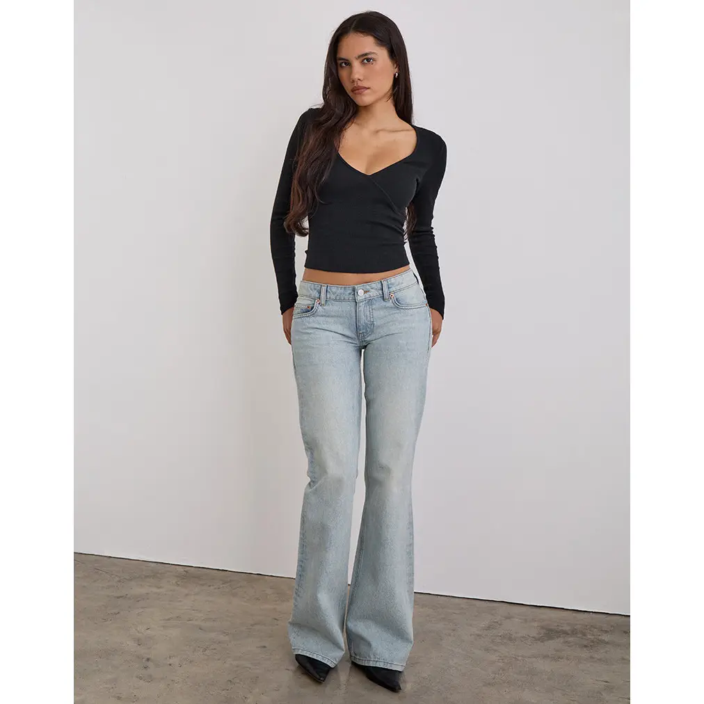 Extra Low Rise Flare in Breeze Blue Wash