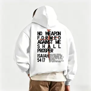 Aesthetic Isaiah 54:17 Bible Verse Hoodie | Premium 100% Cotton Heavyweight Sweatshirt | "No Weapon Formed Against Me" Christian Streetwear | Retro Faith-Based Graphic Hooded Top | Soft Breathable Casual Pullover for Men & Women Classic