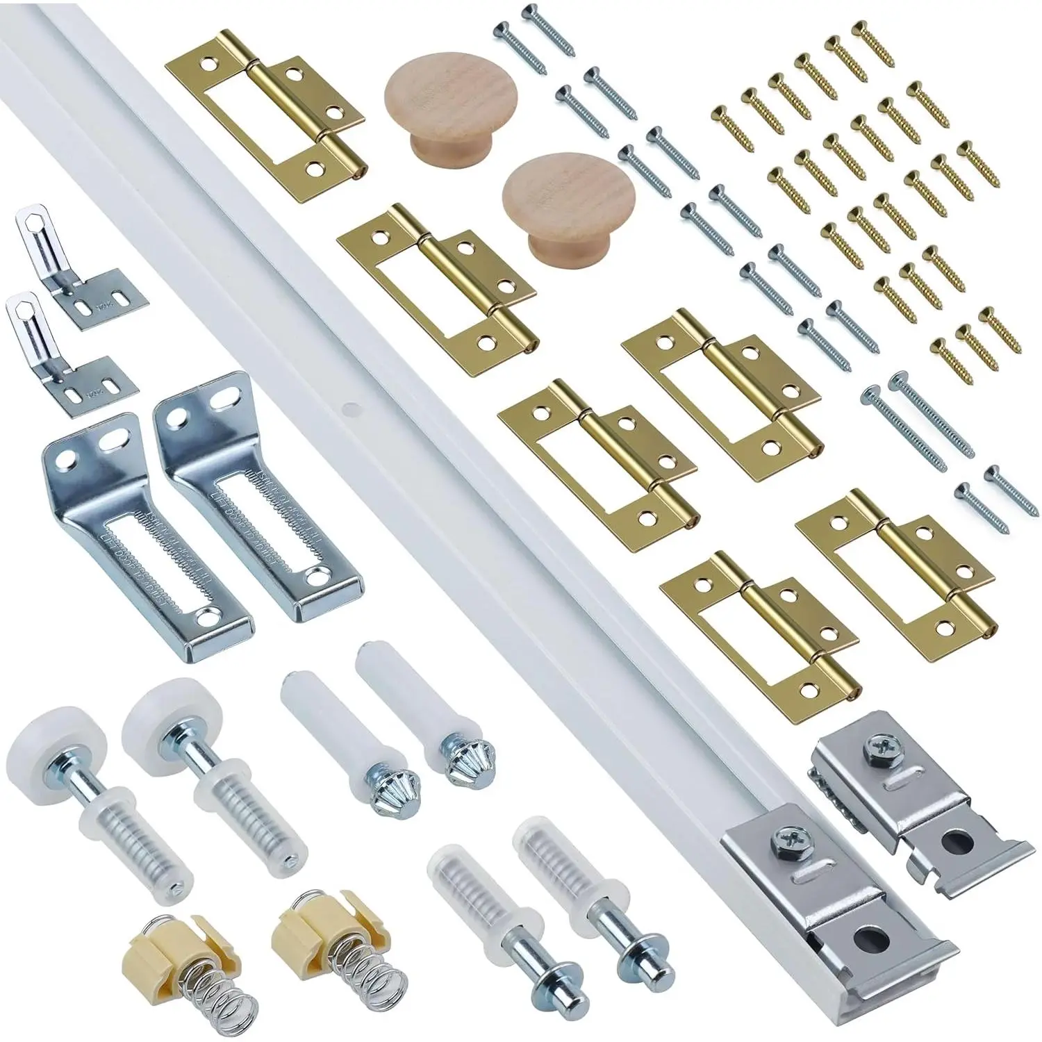 Bifold Door Hardware Kit, 48-Inch Bi-fold Closet Door Track Kit Bifold Closet Door Hardware Kit Folding Door Hardware Repair Replacement Tool Kit