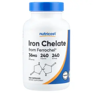 Nutricost Iron Chelate From Ferrochel®, 36 mg, 240 Capsules