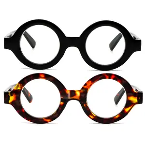 KoKoBin 2 Pack Oversized Round Reading Glasses for Women and Men Blue Light Blocking Comfortable Readers