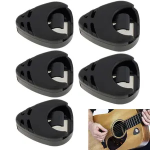 5Pcs Black Adhesive Guitar Pick Holder - Stick-on & Ready to Use, Secure Storage for Acoustic Guitar/Bass/Ukulele Picks