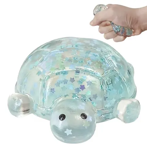 Unisex TPR Sugar Turtle Animal Fidget Sensory Stress Ball - Shiny Sticky Decompression Stress Relief Accessory, Anxiety Support Toy for Classroom Prizes, Birthday Gifts