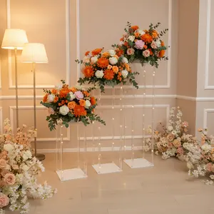 Clear Acrylic Flower Stand Set 3Pcs for Wedding Party Birthday Centerpiece Decor