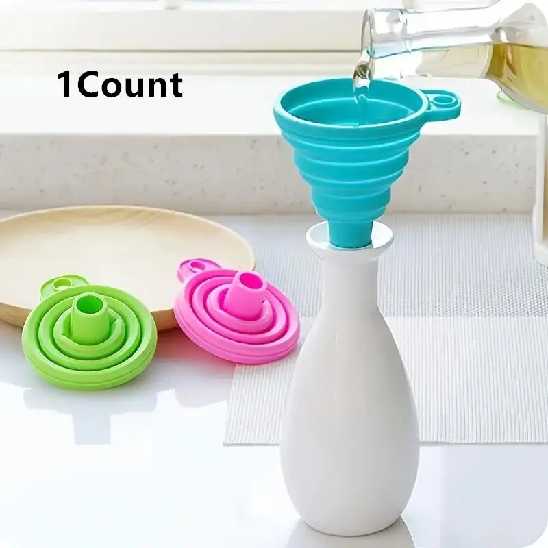 Silicone Folding Funnel, Multifunctional Portable Mini Kitchen Retractable Oil Leak Tools, Durable Household Liquid Dispenser Funnel, Kitchen Utensil
