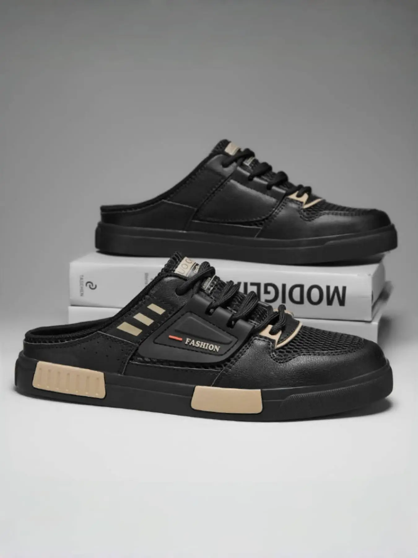 Men's Fashionable Patchwork Design Slip on Mules, Casual Comfortable Breathable Non-slip Rubber Sole Mules, Street Style Shoes for Daily Wear