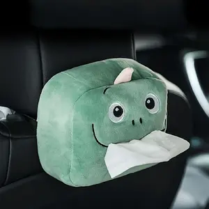 Cute Cartoon Car Tissue Box, Multifunctional Hanging Paper Towel Holder, Plush Napkin Rack, Universal Car Home Use, Animal Decorative Stand