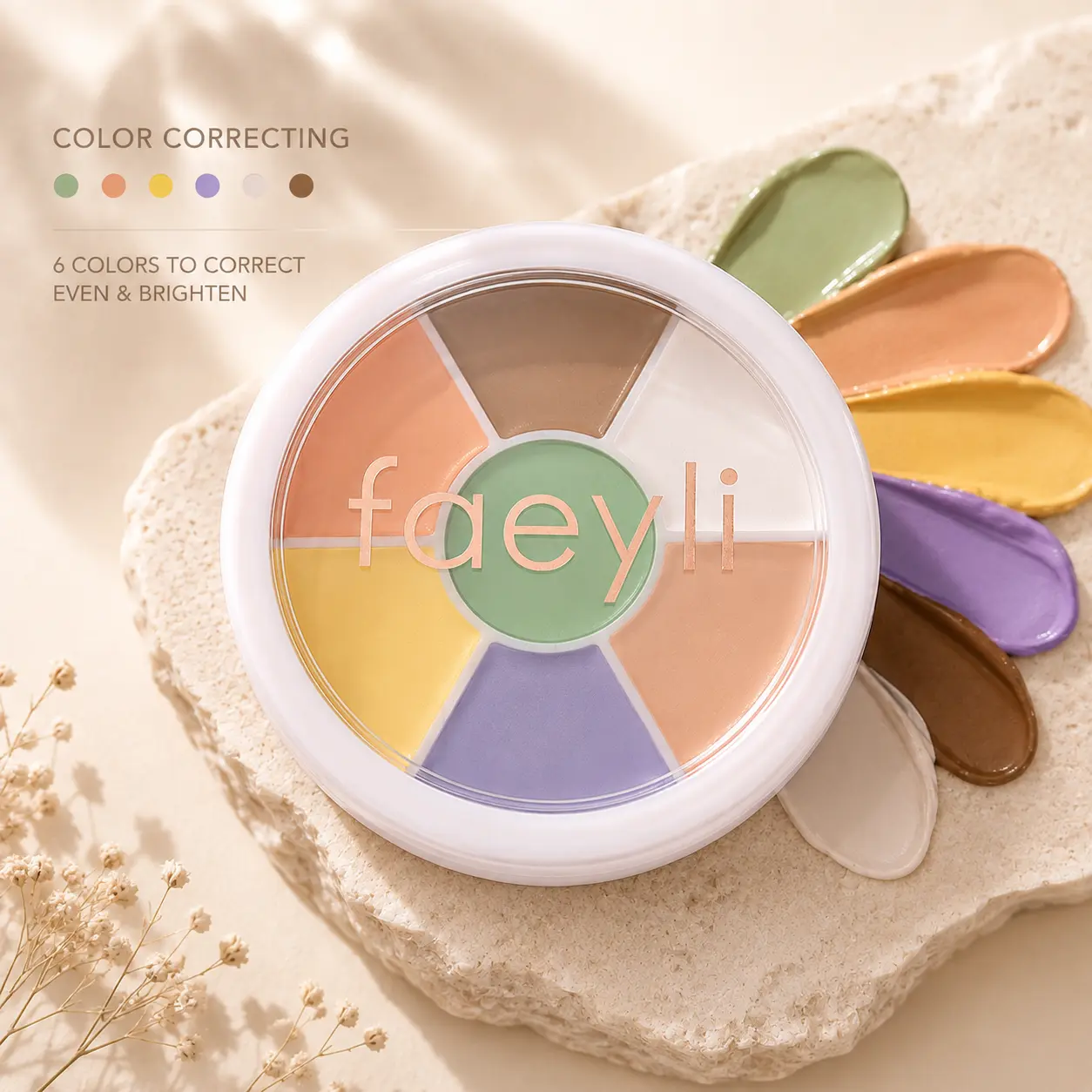01# 7-Color Color Correcting Concealer Palette, Hydrating Lightweight Cosmetic for Blemishes & Dark Circles