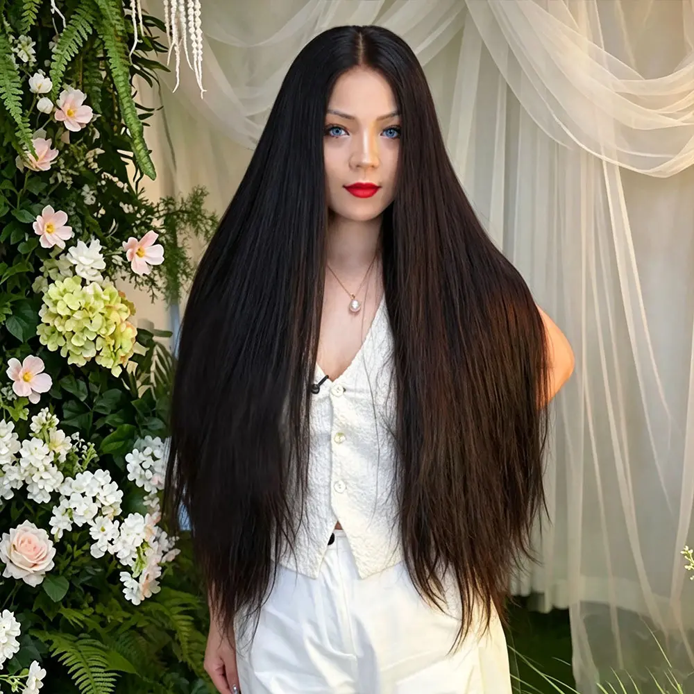 [Luxury Queen Series] FF WIG Silky Straight Raw Human Hair Glueless Wig 20 26 30 Inches 9*6 Pre-Cut HD Lace 250% Density Natural Black Wear Go Wig with Special Drawstring