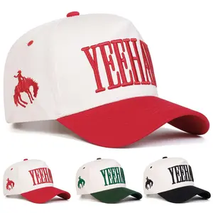 Adjustable Letter YEEHAW Embroidered Patchwork Baseball Cap Trucker Hat for Casual Outdoor Use, Unisex Sun Protection