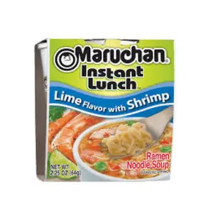 Maruchan Instant Lunch Ramen Noodle Soup Lime & Shrimp Flavor 12-Pack 2.25 oz Cups Quick Easy Food for Busy Days