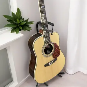 41 inch solid spruce D45 acoustic guitar, Abalone inlaid fingerboard Hollow body