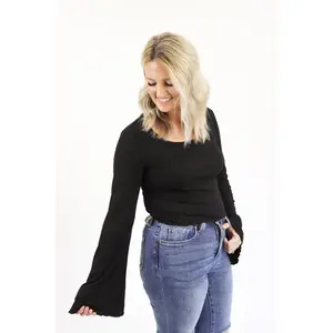 Ribbed Bell Sleeve Top