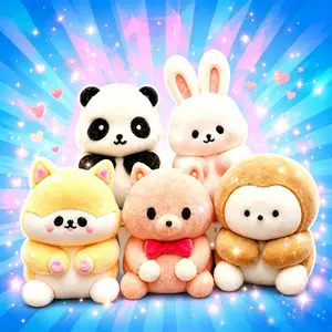 2026 Kawaii Squishy Animal Pack – Panda, Bunny, Fox, Monkey & Hamster Toys for Stress Relief & Collecting