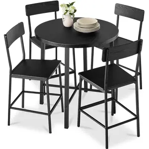 Best Choice Products 5-Piece Modern Round Counter Height Dining Set w/ 4 Chairs, 1.5in Thick Table