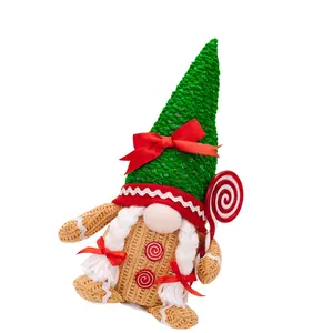 Festival Gingerbreads Man Figure with Spoon Candy for Holiday Tabletop Decors
