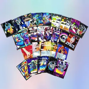 100-Pack Mylar Zip Lock Bags, Reusable Smell Proof Storage Pouches for Candy, Snacks, Cartoon Anime, Heat Seal Mini Square Plastic Baggies, Non-Food Contact