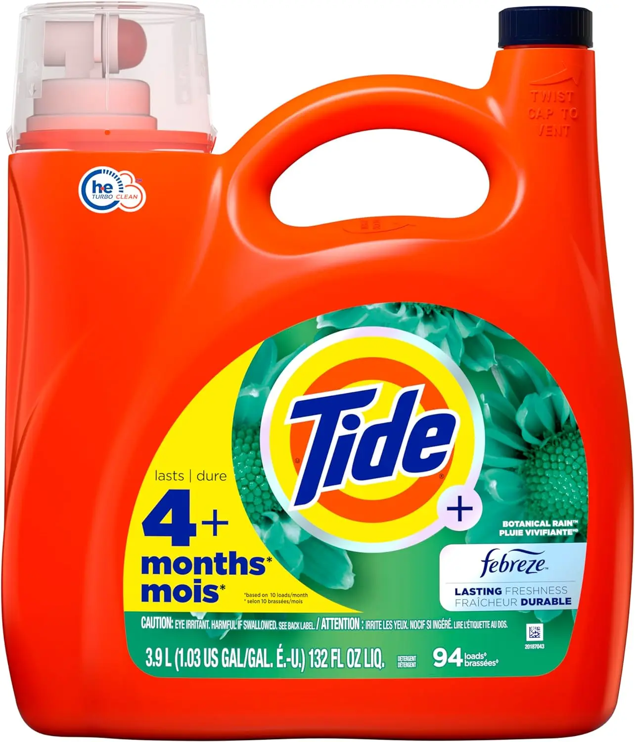 Freshness, HE Turbo Clean Liquid Laundry Detergent, Botanical Rain Scent, 132 fl oz, 94 loads