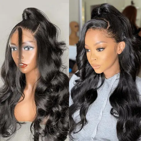 BLING HAIR Female 100% Human Hair 13x6 Lace Area Wig - Body Wave, Pre-Plucked, 13x4 HD Lace Front, Transparent, Natural Look, Natural Color, Back to School sohochic