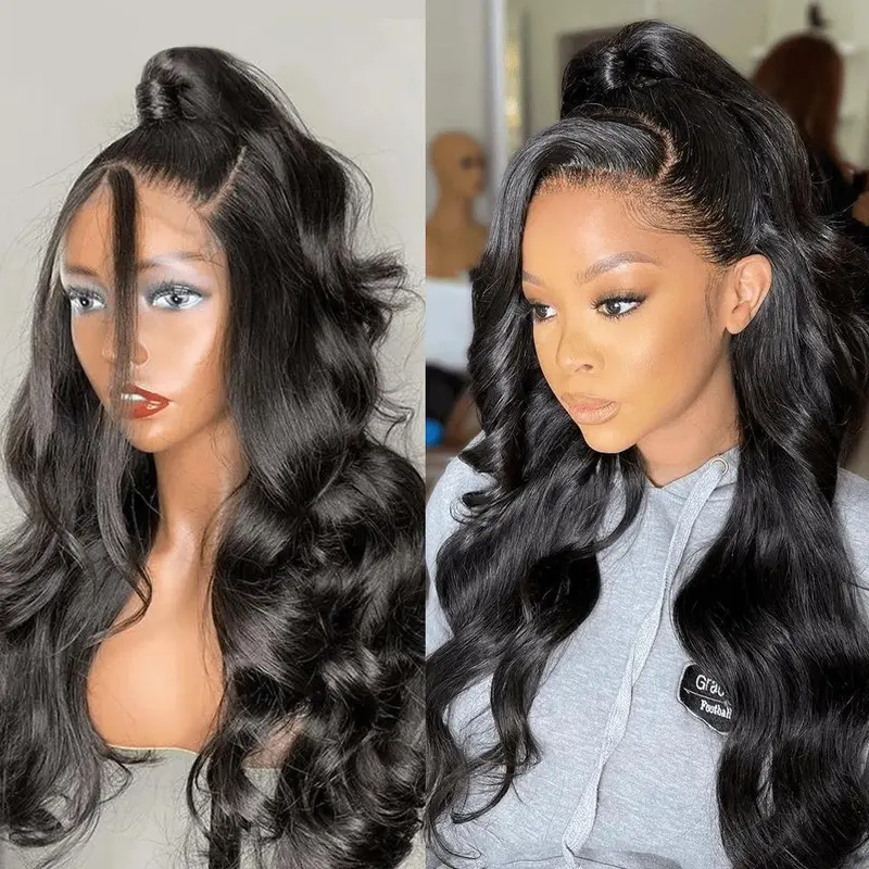 BLING HAIR Female 100% Human Hair 13x6 Lace Area Wig - Body Wave, Pre-Plucked, 13x4 HD Lace Front, Transparent, Natural Look, Natural Color, Back to School sohochic