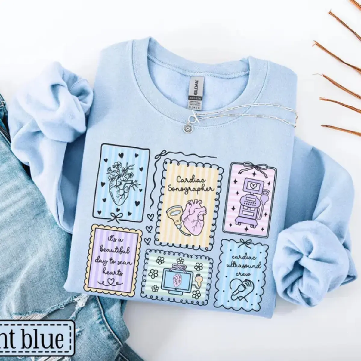 Cardiac Sonographer Sweatshirt • Cardiac Ultrasound Stamp Crewneck • Echo Tech Work Sweater • Cardiovascular Sonography • Sonographer Gift