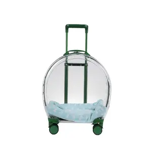 Transparent Cat Carrier Large Capacity Lightweight Pet Travel Crate Space Capsule Pet Trolley Portable Travel Case PP