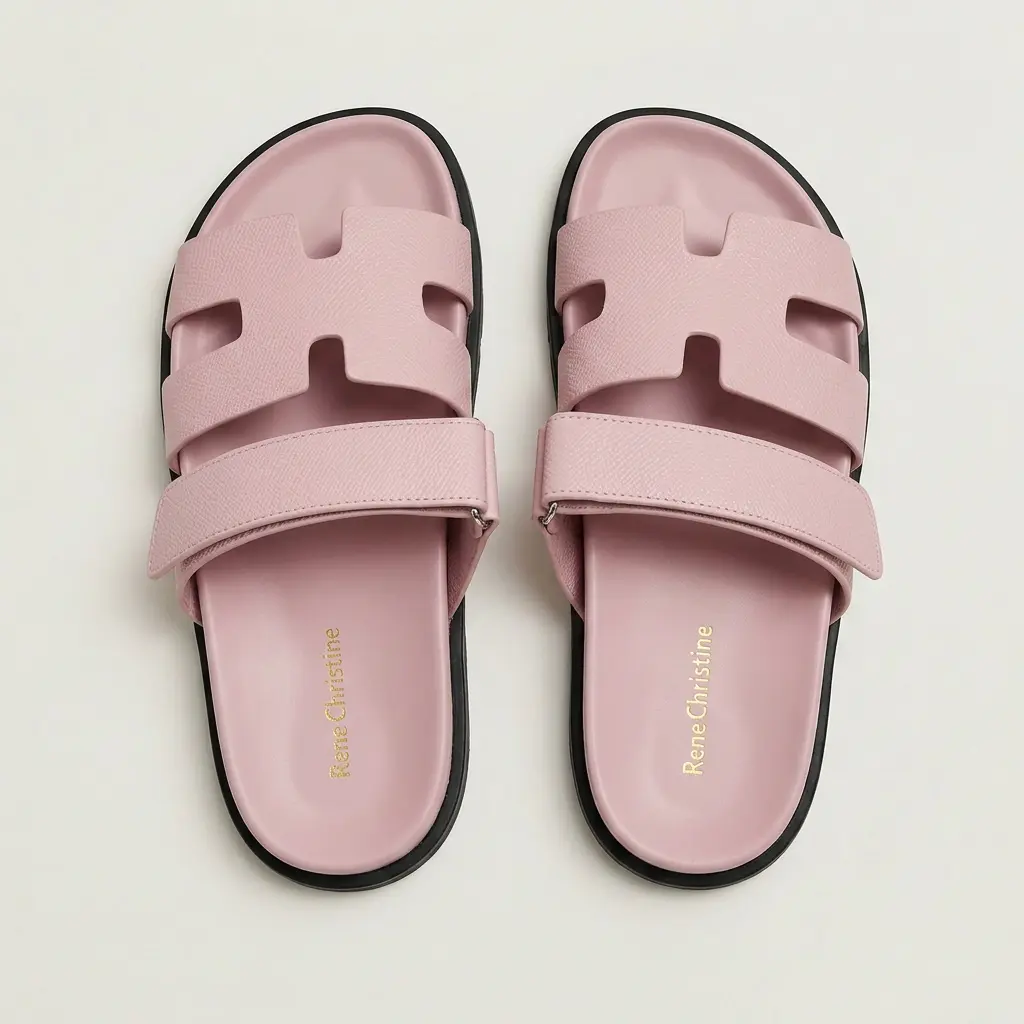 ReneChristine Women's Velcro  Platform Slide Sandals, Adjustable Open Toe Slip-On Summer Slippers
