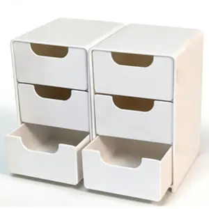 White desktop storage box with handle, polished organizing box, suitable for office use, jewelry, cosmetics, no installation required, lightweight, odor-free, cute office supplies