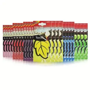 3-60pcs Car Air Freshener Natural Scented Tea Paper Auto Hanging Vanilla Perfume Fragrance Leaf Shape Car Accessories Interior Car Fragrance Set