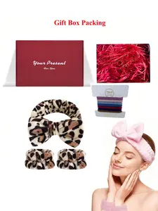 Women Girls' Massage Spa Headband Wristband Set, Hair Tie Elastic Hair Accessory Gift Box, Perfect for Parties and Daily Use, Casual Style, Tie Up Back, All Seasons