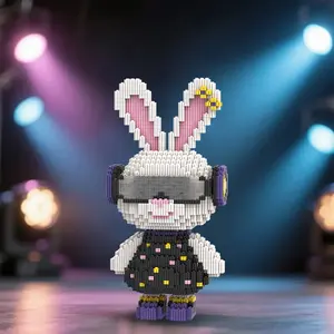 Mini Momo Rabbit Assembly Building Blocks Set, 2200 Pieces, 28cm High, Creative DIY Toy for Kids, Home Decor Gift for Boys & Girls