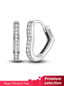 925 Sterling Silver Heart Shaped Hoop Earrings, Fashionable Earrings for Women, Trendy All-match & Exquisite Jewelry for Birthday Gift, Valentine's Day, Gift
