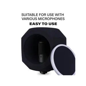 1 Pc Microphone Windscreen Pop Filter With Mic Stand&Phone Holder,Recording Shield,Mic Isolation Ball Sound-Absorbing Foam Windscreen For Large Mic, Studio Equipment Indoor & Outdoor Recording