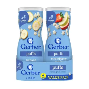 Baby Snacks Puffs Variety, Banana Strawberry Apple, 1.48 Ounce 2 count four packs, Package may vary, 1.48 Ounce (8)