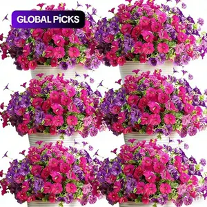 Yard Porch Artificial Flowers Set, 16 Pcs Home Garden Decor Window Box Spring Summer Seasonal Celebrations Mother's Day Gift