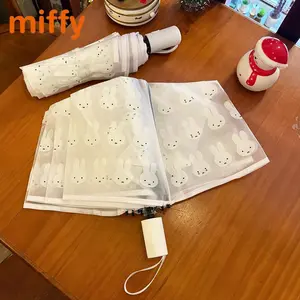Kawaii Miffy Cute Fully Automatic Umbrella Cartoon Rabbit Printing Transparent Ins Style Foldable Portable Parasol Gir Gift