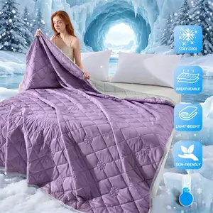 1pc Large Cooling Blanket for Hot Sleepers- Breathable, Quilt Blanket, Holiday Gift, Quilt Full Size, Sweat Absorbent, Dual-Sided Soft & Lightweight Summer Bedding, Machine Washable, Solid Hue, Easy to Maintain, Multipurpose Use