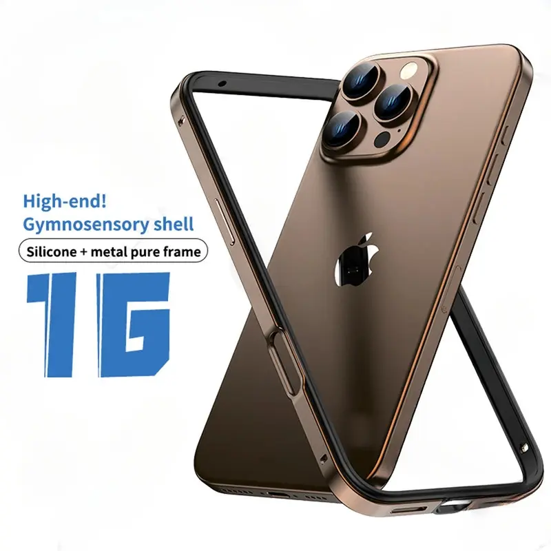 Titanium Metal Frame Bumper Shockproof Case For IPhone 17 16 Pro Max 15 Plus 14 13 Apple Solid Colour Protection Phone Cover