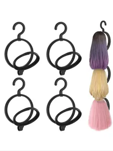 4pcs Basic Solid Color Multi-functional Hair Hooks for Women & Men, Simple Foldable & Easy Carry Wig Storage Hanger for Daily Use, Multifunctional Hanger, Door Back Shelf Hanger, Wall Mounted Hanger