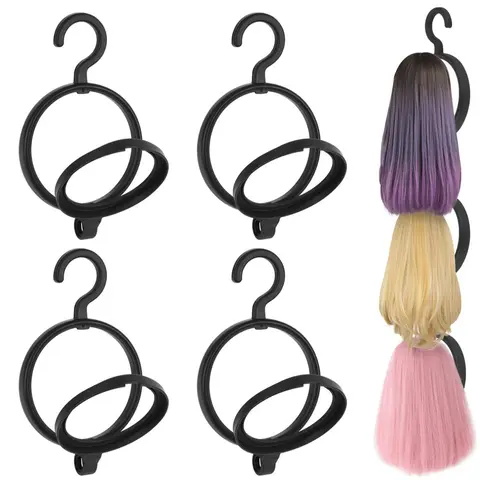4pcs Solid Color Multi-functional Hair Hooks for Women & Men, Simple Foldable & Easy Carry Wig Storage Hanger for Daily Use, Door Back Shelf Hanger, Wall Mounted Hanger, Space Saving Hangers, Space Saver Hook, Plastic Hangers