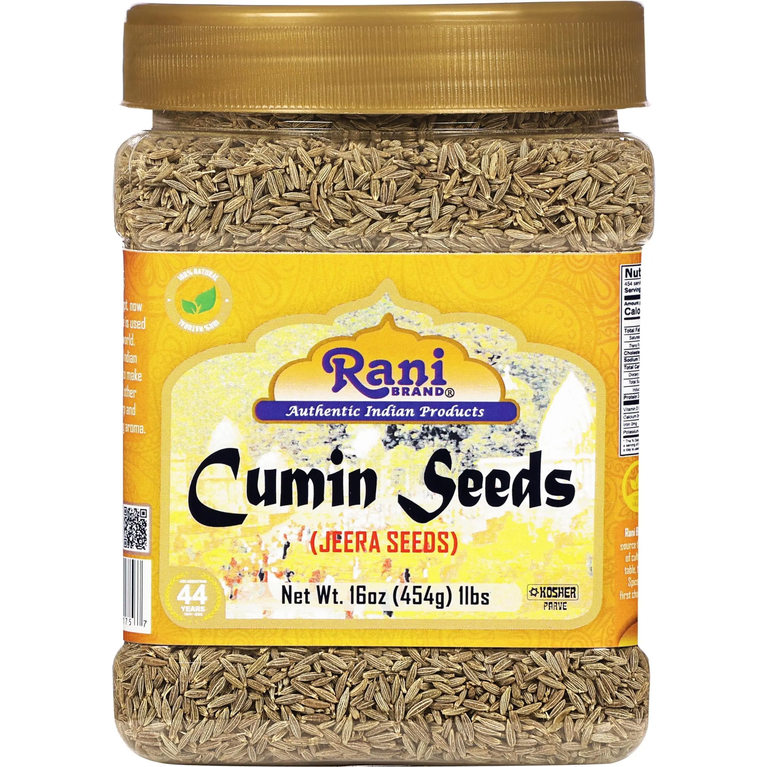 Rani Cumin Seeds Whole (Jeera) Spice 16oz (454g) 1lb PET Jar ~ All Natural | Gluten Friendly | NON-GMO | Vegan | Kosher | Indian Origin