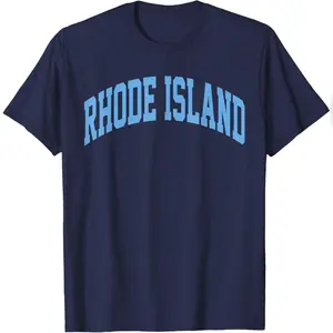 Retro Rhode Island Souvenir Classic Rhode Island Light Blue T-Shirt Relaxed Fit Cotton T-Shirt