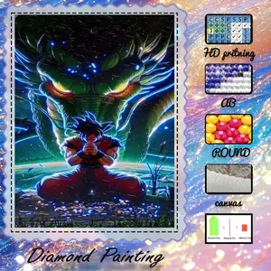 5D-DIY, high-grade velvet canvas, diamond art diamond painting, diamond painting kit, dragon, Wukong, nighttime AB diamonds, fairy dust diamonds, crystal diamonds, perfect home decor, handmade diamond art painting kit, special craft diamond art kit