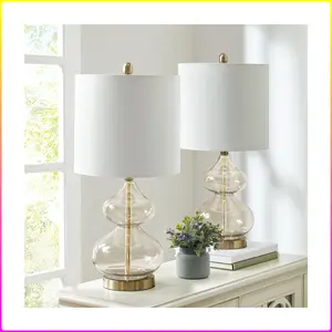 Ellipse Curved Glass Table Lamp, Set of 2
