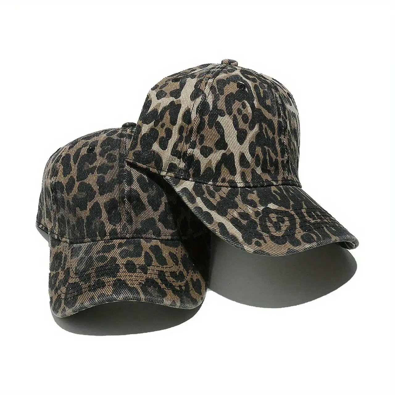 Women's 2026 Spring/Summer Leopard Print Adjustable Snapback Cap, Ethnic Stylish Dome Mesh Patterned Bonnet Hats, Machine-Washable Casual Fashion Accessory